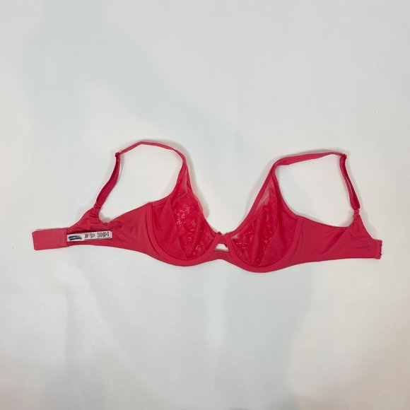 NWOT Victoria's Secret Bra 34D Body by Victoria Unlined Demi Lace Pink - Picture 3 of 8
